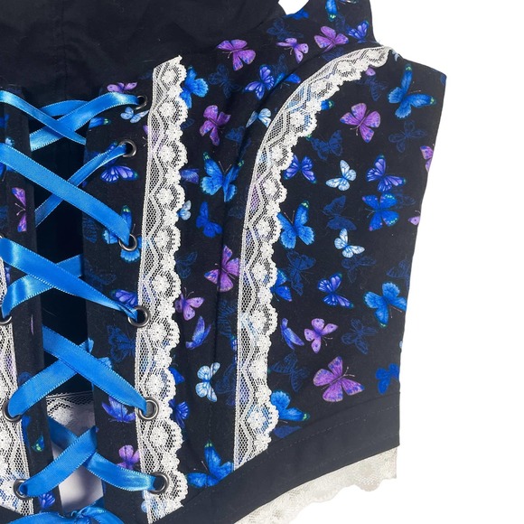 Handmade Butterfly Regency Corset Top Upcycled Fairy Fairycore Renaissance - Picture 4 of 7